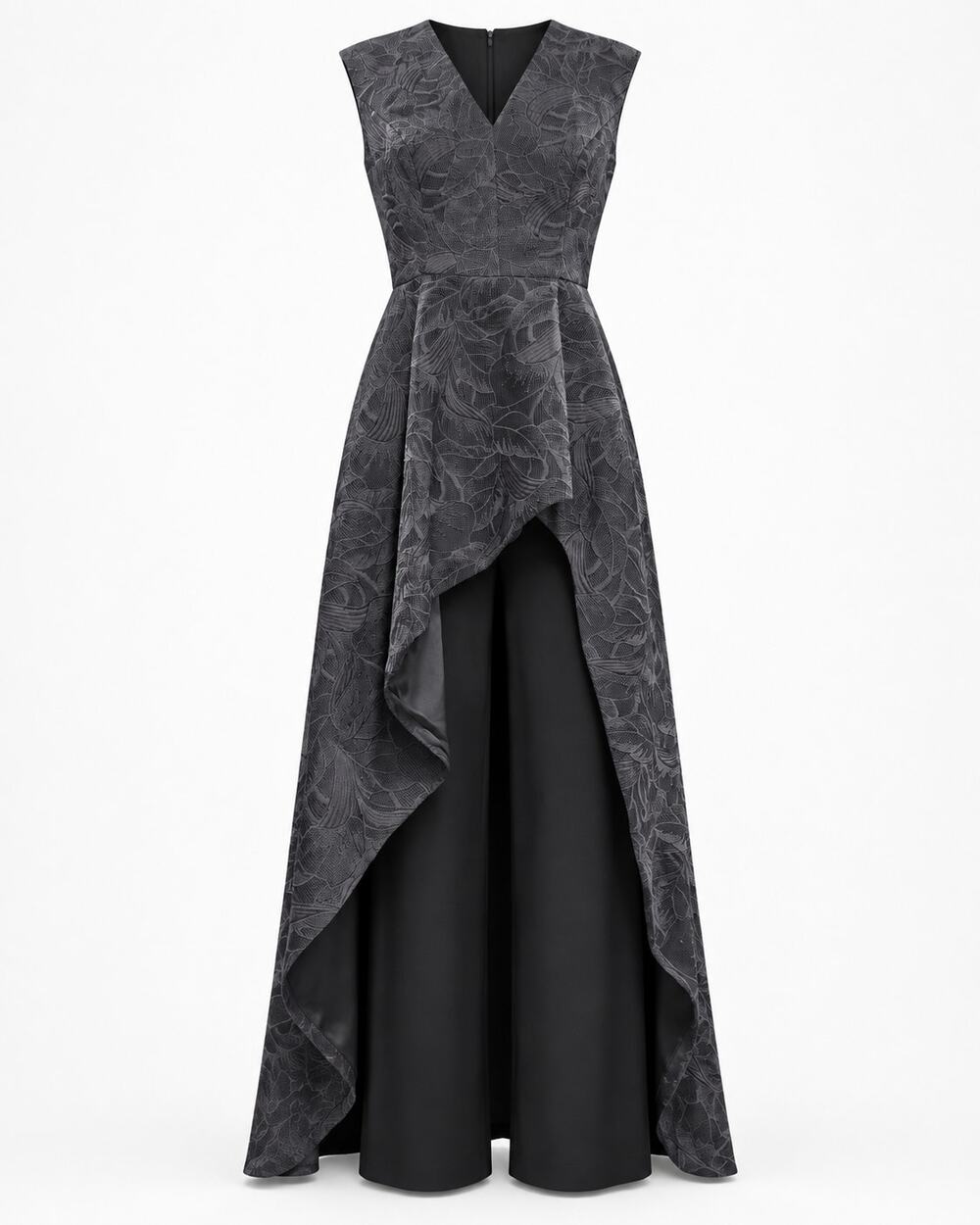 Kay Unger New York Charcoal Grey Lace Gown Size 10 Mother of the Bride Formal